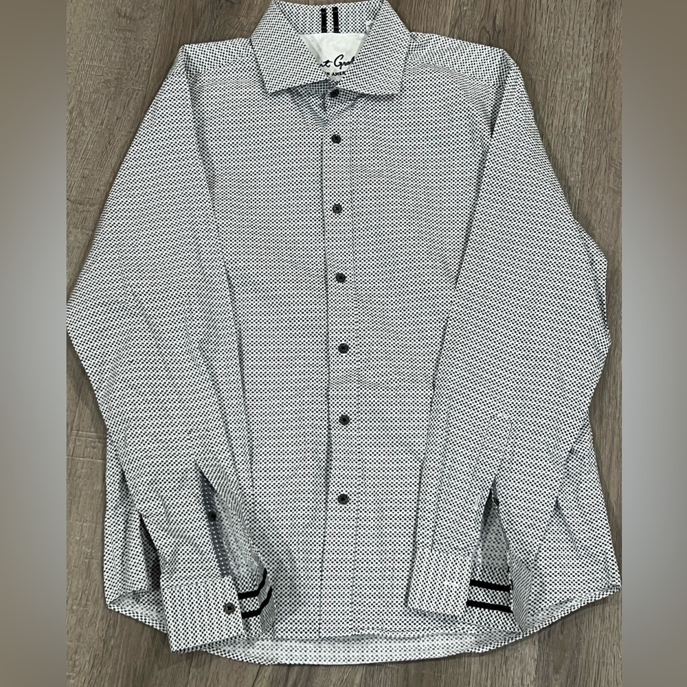 Robert Graham XL TG Speckled Black Pattern Dress Button Front Shirt Lux